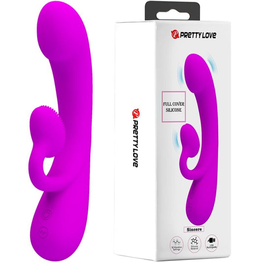 PRETTY LOVE - VIBRATORE SINCERO E VENTOSA CLITORIDE IN SILICONE VIOLA