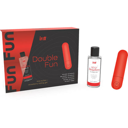 INTT RELEASES - KIT DOPPIO DIVERTIMENTO CON BULLET VIBRANTE E GEL DA MASSAGGIO ALLA FRAGOLA