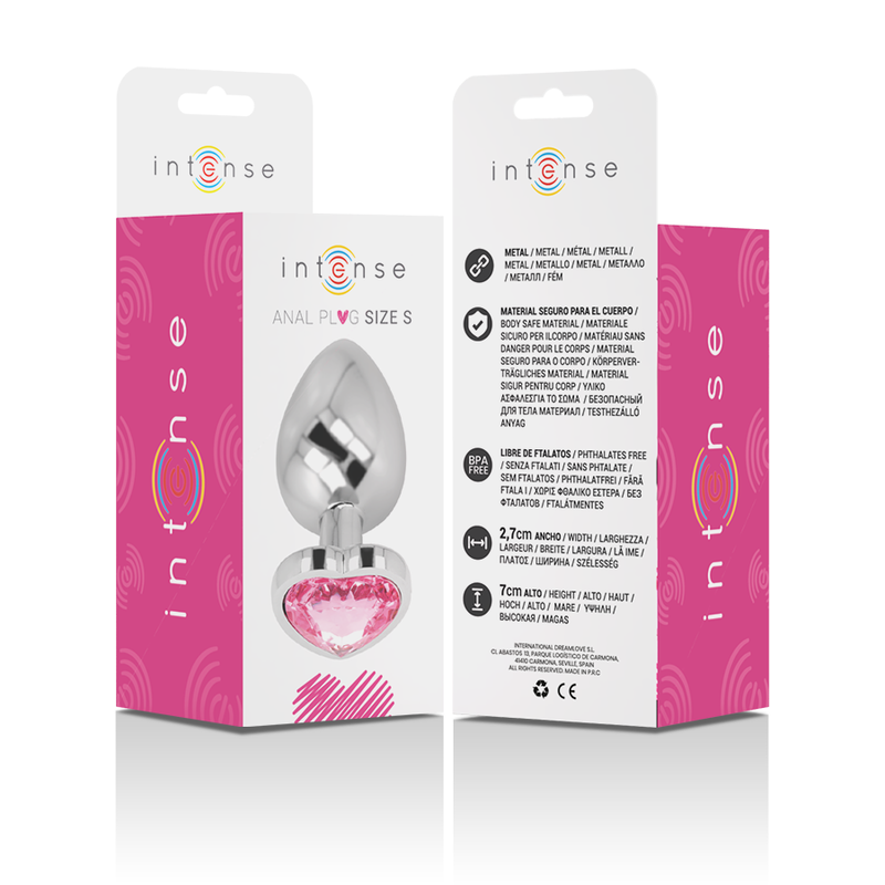 INTENSE - PLUG ANALE IN METALLO ALLUMINIO CUORE ROSA TAGLIA S