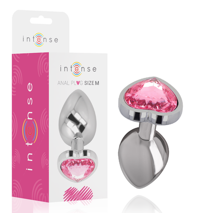 INTENSE - PLUG ANALE IN METALLO ALLUMINIO CUORE ROSA TAGLIA M