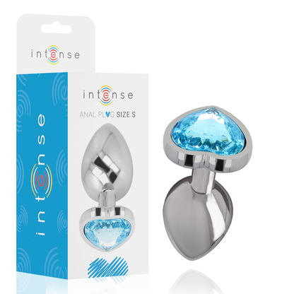 INTENSE - PLUG ANALE IN METALLO ALLUMINIO CUORE BLU TAGLIA S