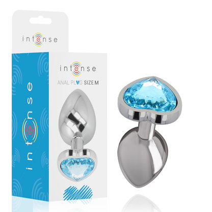 INTENSE - PLUG ANALE IN METALLO ALLUMINIO CUORE BLU TAGLIA M