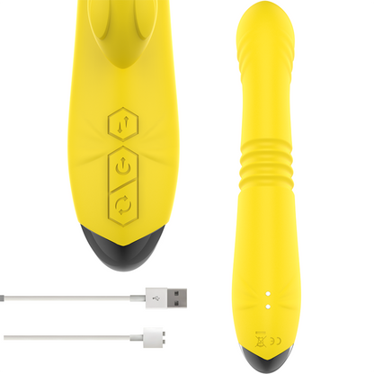 INTENSE - VIBRATORE MULTIFUNZIONE TOKY UP & DOWN CON STIMOLATORE CLITORALE GIALLO