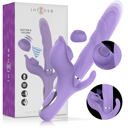 INTENSE - VIBRATORE MULTIFUNZIONE RICARICABILE BILLIE ASPIRANTE E PULSANTE VIOLA