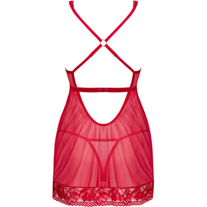 OBSESSIVE - LACELOVE BABYDOLL E TANGA ROSSO XS/S