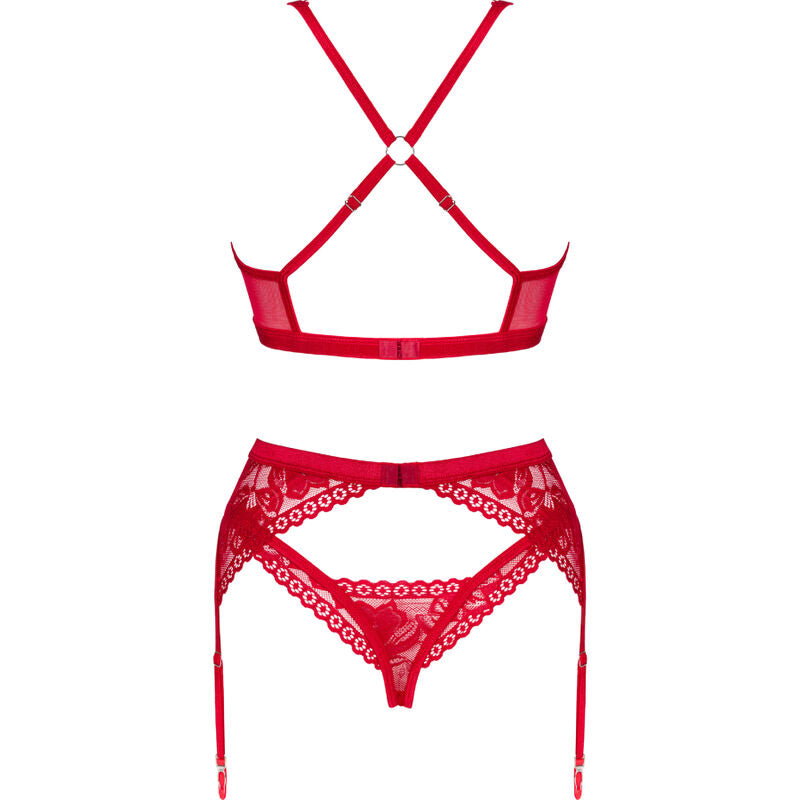 OBSESSIVE - SET LACELOVE TRE PEZZI ROSSO XS/S