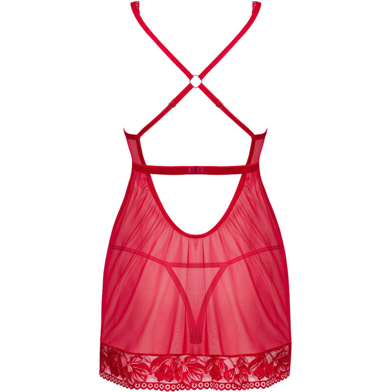 OBSESSIVE - LACELOVE BABYDOLL E TANGA ROSSO XS/S