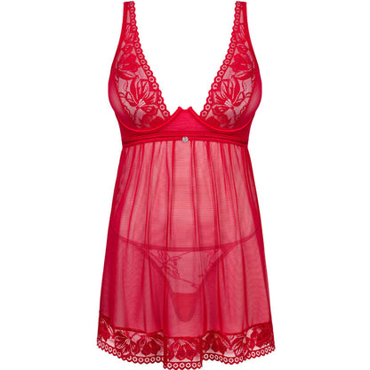 OBSESSIVE - LACELOVE BABYDOLL E TANGA ROSSO XS/S