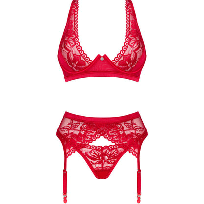 OBSESSIVE - SET LACELOVE TRE PEZZI ROSSO XS/S