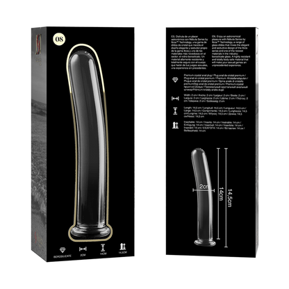 NEBULA SERIES BY IBIZA - MODELLO 8 DILDO IN VETRO BOROSILICATO TRASPARENTE 14.5 CM -O- 2 CM