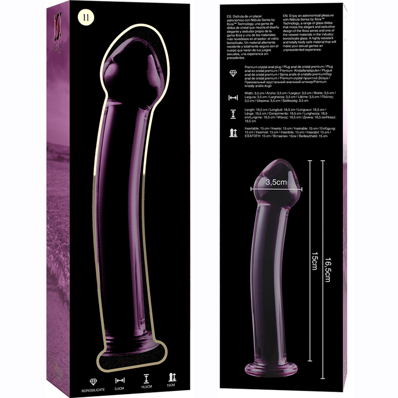 NEBULA SERIES BY IBIZA - MODELLO 11 DILDO IN VETRO BOROSILICATO TRASPARENTE 16 CM -O- 3 CM