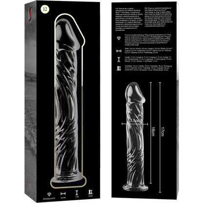 NEBULA SERIES BY IBIZA - MODELLO 12 DILDO IN VETRO BOROSILICATO TRASPARENTE 17 CM -O- 3.5 CM