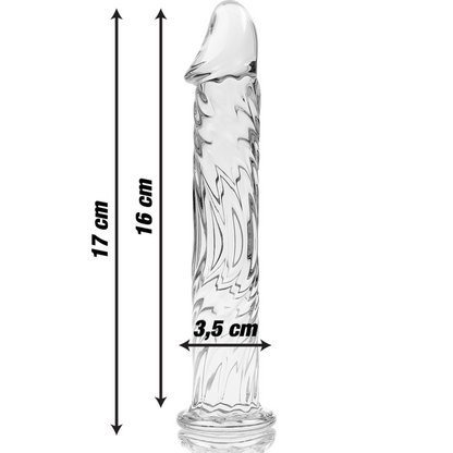 NEBULA SERIES BY IBIZA - MODELLO 12 DILDO IN VETRO BOROSILICATO TRASPARENTE 17 CM -O- 3.5 CM