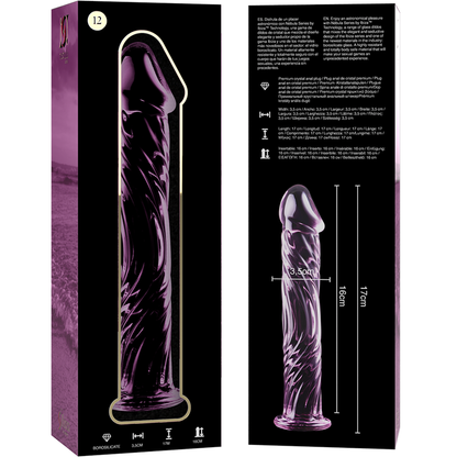 NEBULA SERIES BY IBIZA - MODELLO 12 DILDO IN VETRO BOROSILICATO TRASPARENTE 17 CM -O- 3.5 CM