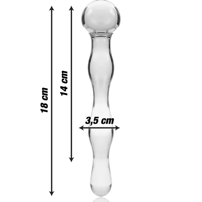 NEBULA SERIES BY IBIZA - MODELLO 13 DILDO IN VETRO BOROSILICATO TRASPARENTE 18 CM -O- 3.5 CM