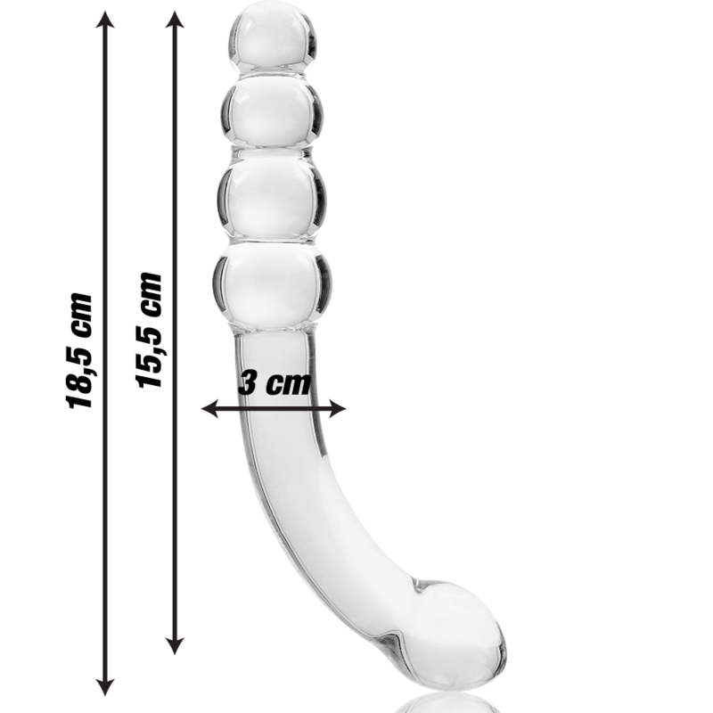 NEBULA SERIES BY IBIZA - MODELLO 14 DILDO IN VETRO BOROSILICATO TRASPARENTE 18.5 CM -O- 3 CM