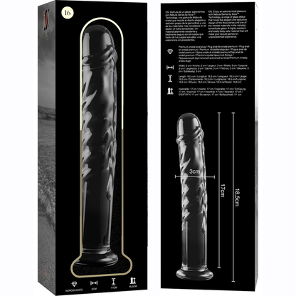 NEBULA SERIES BY IBIZA - MODELLO 16 DILDO IN VETRO BOROSILICATO TRASPARENTE 18.5 CM -O- 3 CM