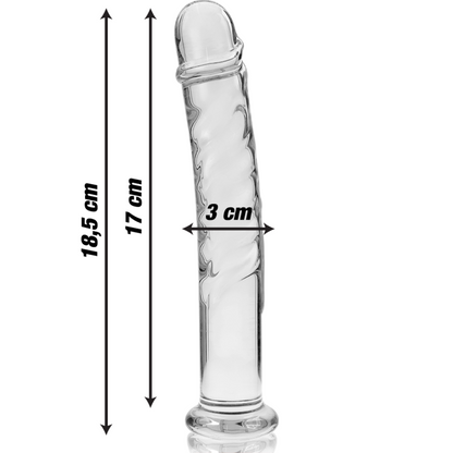 NEBULA SERIES BY IBIZA - MODELLO 16 DILDO IN VETRO BOROSILICATO TRASPARENTE 18.5 CM -O- 3 CM