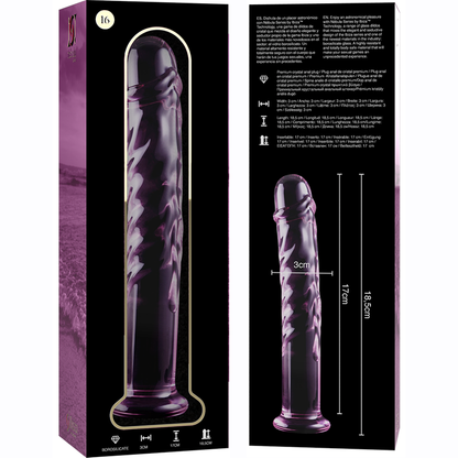 NEBULA SERIES BY IBIZA - MODELLO 16 DILDO IN VETRO BOROSILICATO TRASPARENTE 18.5 CM -O- 3 CM