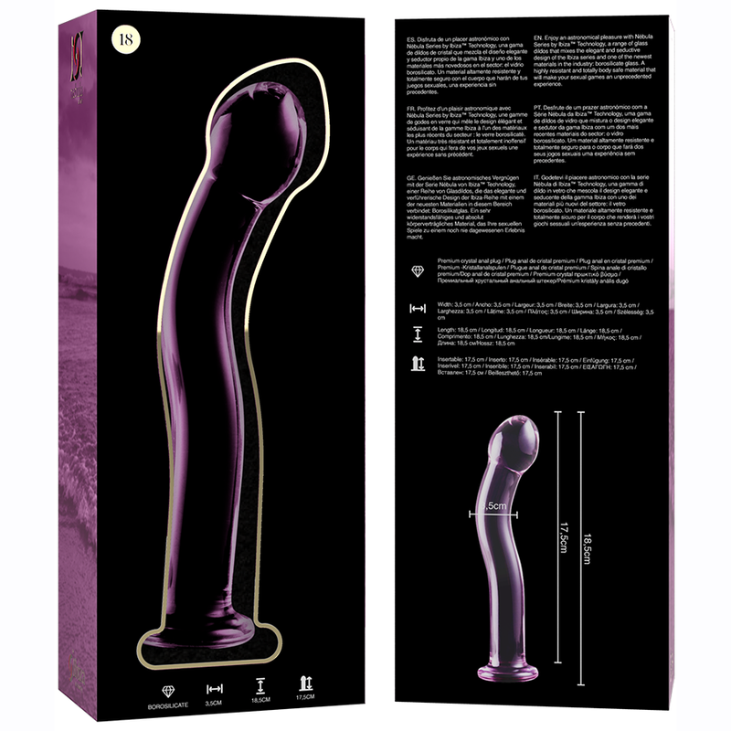 NEBULA SERIES BY IBIZA - MODELLO 18 DILDO IN VETRO BOROSILICATO TRASPARENTE 18.5 CM -O- 3.5 CM