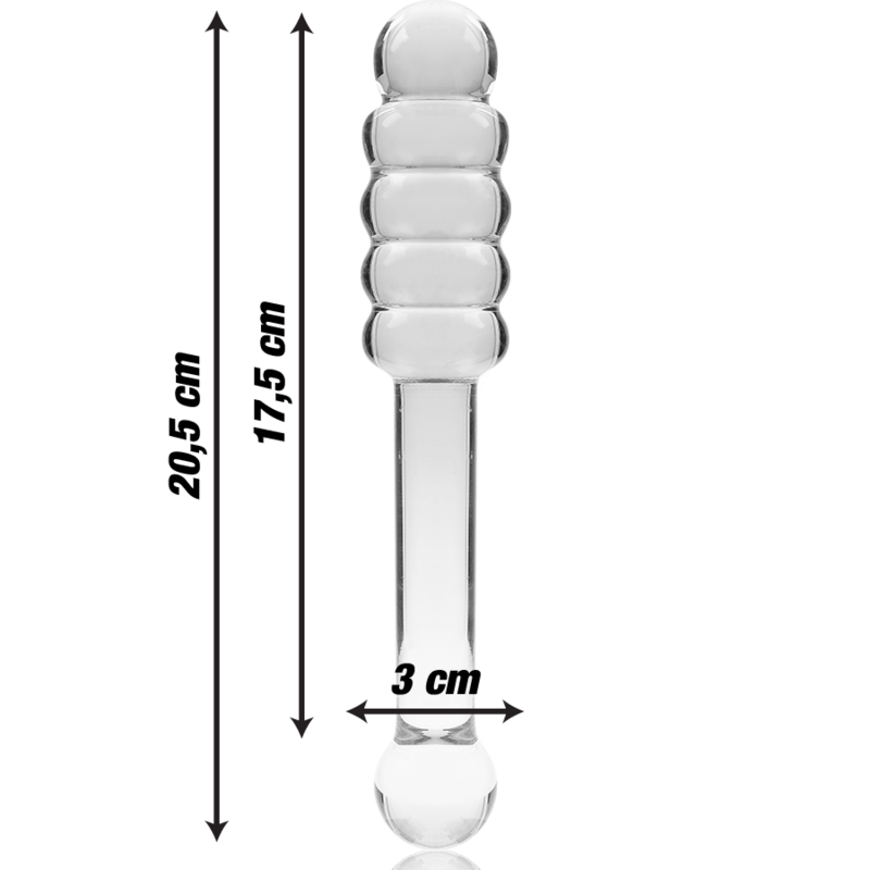 NEBULA SERIES BY IBIZA - MODELLO 20 DILDO IN VETRO BOROSILICATO TRASPARENTE 20.5 CM -O- 3 CM