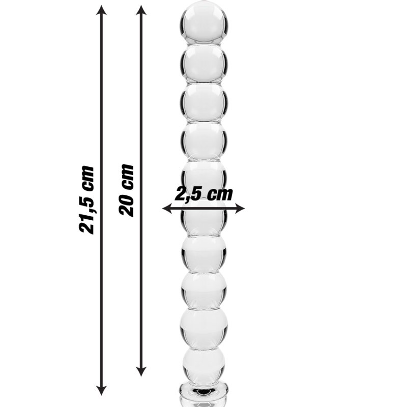 NEBULA SERIES BY IBIZA - MODELLO 22 DILDO IN VETRO BOROSILICATO TRASPARENTE 21.5 CM -O- 2.5 CM