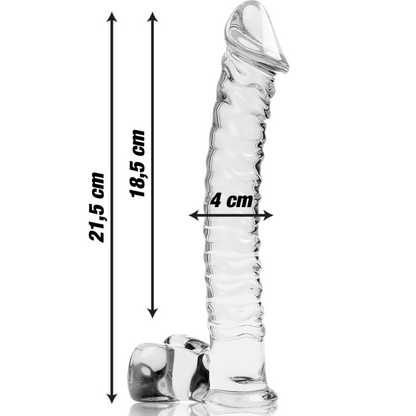 NEBULA SERIES BY IBIZA - MODELLO 23 DILDO IN VETRO BOROSILICATO TRASPARENTE 21.5 CM -O- 4 CM