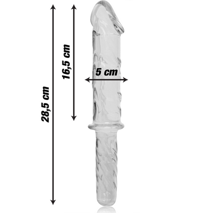 NEBULA SERIES BY IBIZA - MODELLO 24 DILDO IN VETRO BOROSILICATO TRASPARENTE 28.5 CM -O- 5 CM