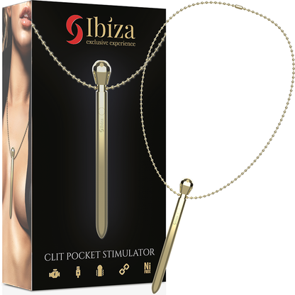 IBIZA - STIMOLATORE CLIT POCKET COLLANA CARICATORE USB 12 MODALIT DI VIBRAZIONE DORATO 12,2 X 1,5