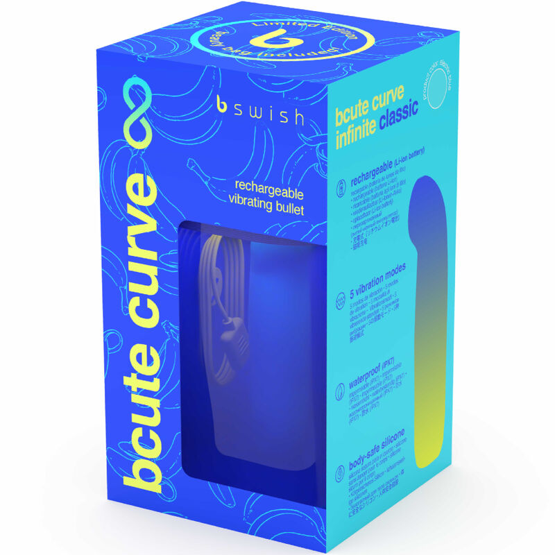 B SWISH - VIBRATORE RICARICABILE IN SILICONE BLU BCUTE CURVE INFINITE CLASSIC EDIZIONE LIMITATA