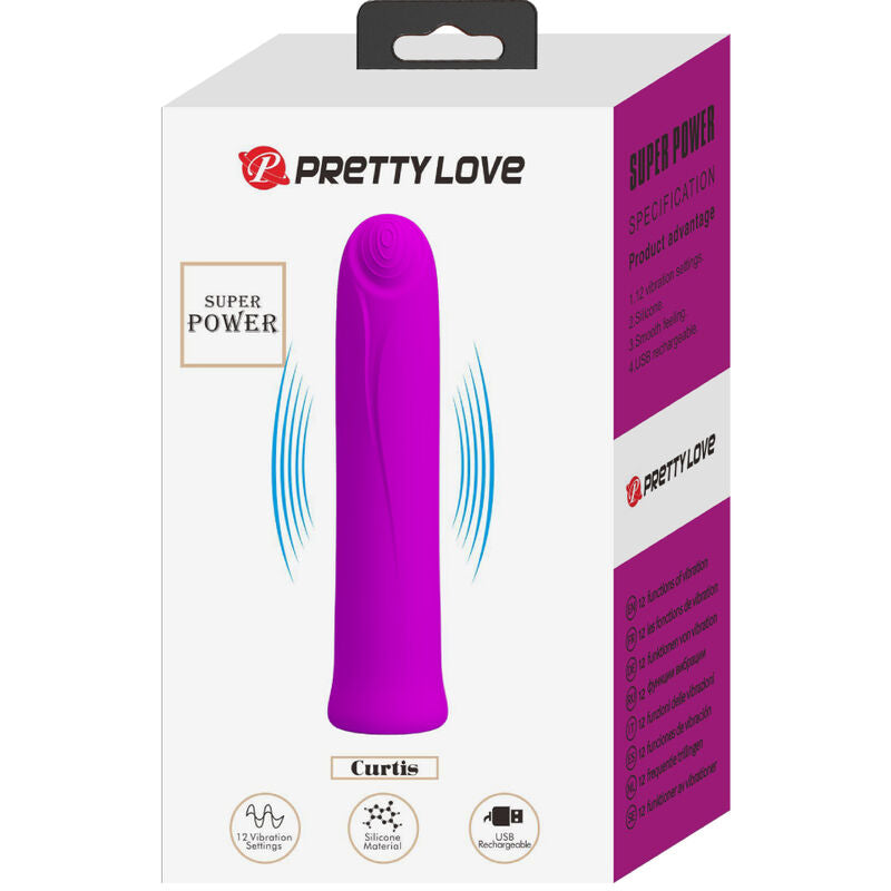 PRETTY LOVE - VIBRATORE CURTIS MINI SUPER POWER 12 VIBRAZIONI IN SILICONE VIOLETTO