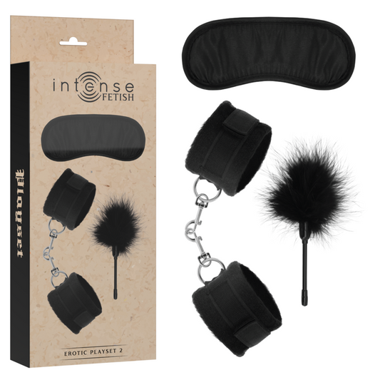 INTENSE - FETISH PLAYSET EROTICO 2 CON MANETTE, MASCHERA CIECA E TICKLER