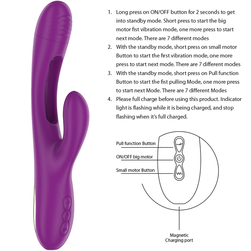 INTENSE - APOLO VIBRATORE MULTIFUNZIONE RICARICABILE 7 VIBRAZIONI CON LINGUA OSCILLANTE VIOLA