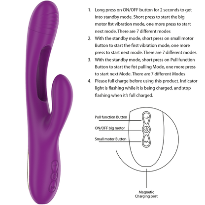 INTENSE - APOLO VIBRATORE MULTIFUNZIONE RICARICABILE 7 VIBRAZIONI CON LINGUA OSCILLANTE VIOLA