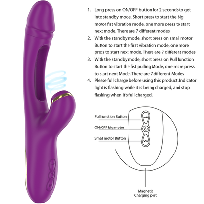 INTENSE - ATENEO VIBRATORE MULTIFUNZIONE RICARICABILE 7 VIBRAZIONI CON LINGUA OSCILLANTE E SUCCHIARE VIOLA