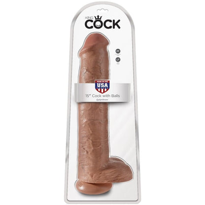 KING COCK - PENE REALISTICO CON SFERE 34.2 CM CARAMEL