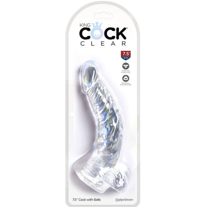 KING COCK - CLEAR PENE CURVO REALISTICO CON SFERE 16.5 CM TRASPARENTE