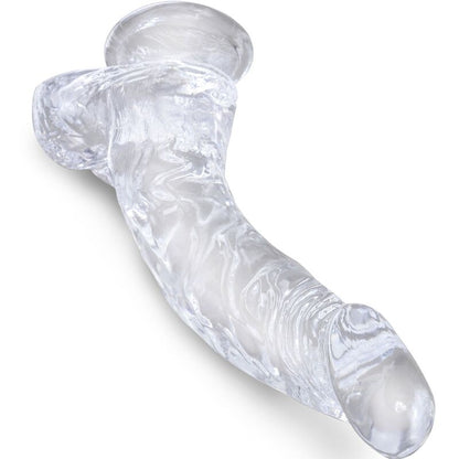 KING COCK - CLEAR PENE CURVO REALISTICO CON SFERE 16.5 CM TRASPARENTE