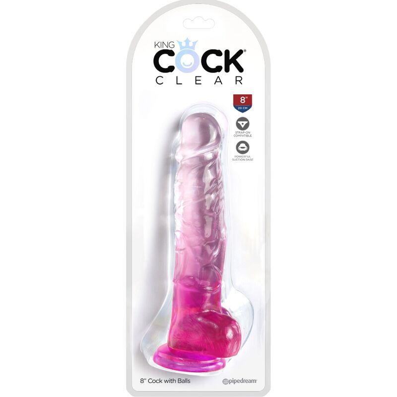 KING COCK - CLEAR PENE REALISTICO CON SFERE 16.5 CM ROSA