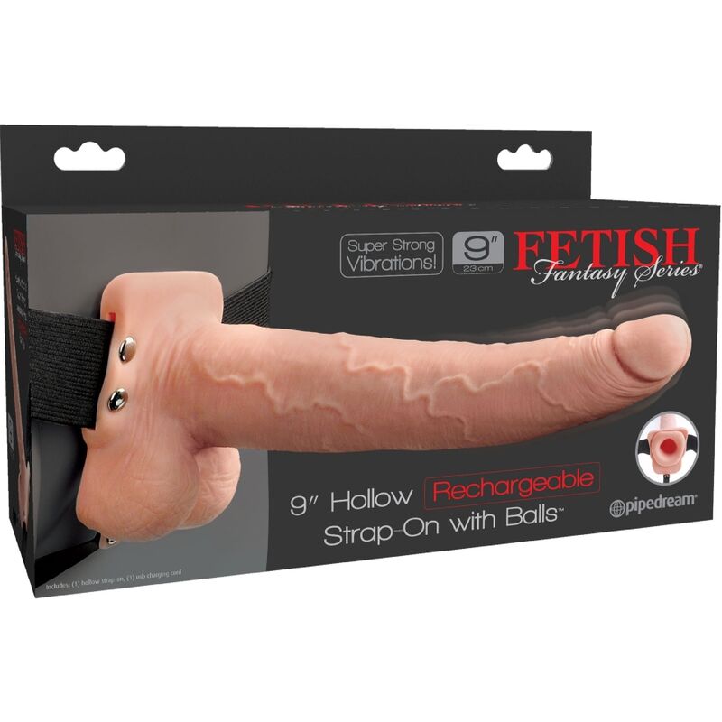 FETISH FANTASY SERIES - IMBRACATURA REGOLABILE PENE REALISTICO CON SFERE RICARICABILI E VIBRATORE 23 CM