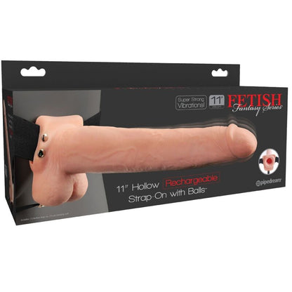 FETISH FANTASY SERIES - IMBRACATURA REGOLABILE PENE REALISTICO CON SFERE RICARICABILI E VIBRATORE 28 CM