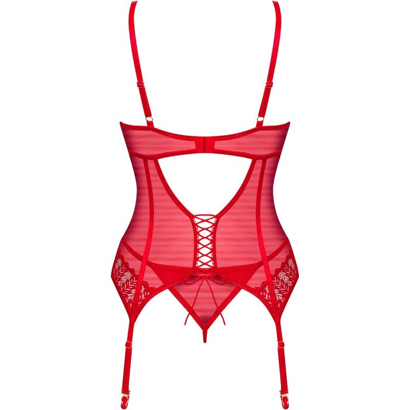 OBSESSIVE - CORSETTO E PERIZOMA INGRIDIA ROSSO XS/S