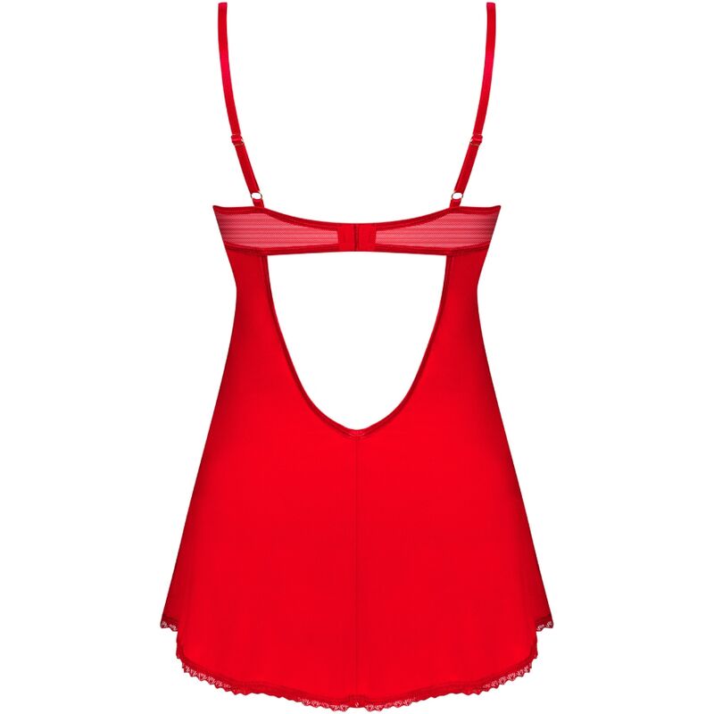 OBSESSIVE - INGRIDIA CHEMISE & TANGA ROSSO XS/S