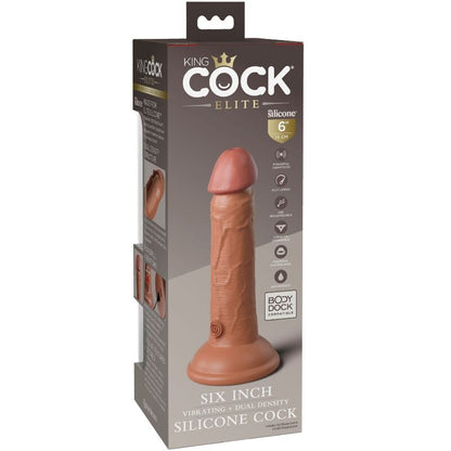 KING COCK - ELITE DILDO REALISTICO VIBRANTE E SILICONE 15.2 CM CARAMEL