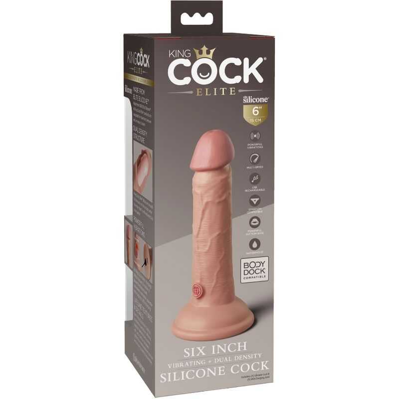 KING COCK - ELITE DILDO REALISTICO VIBRANTE E SILICONE 15.2 CM