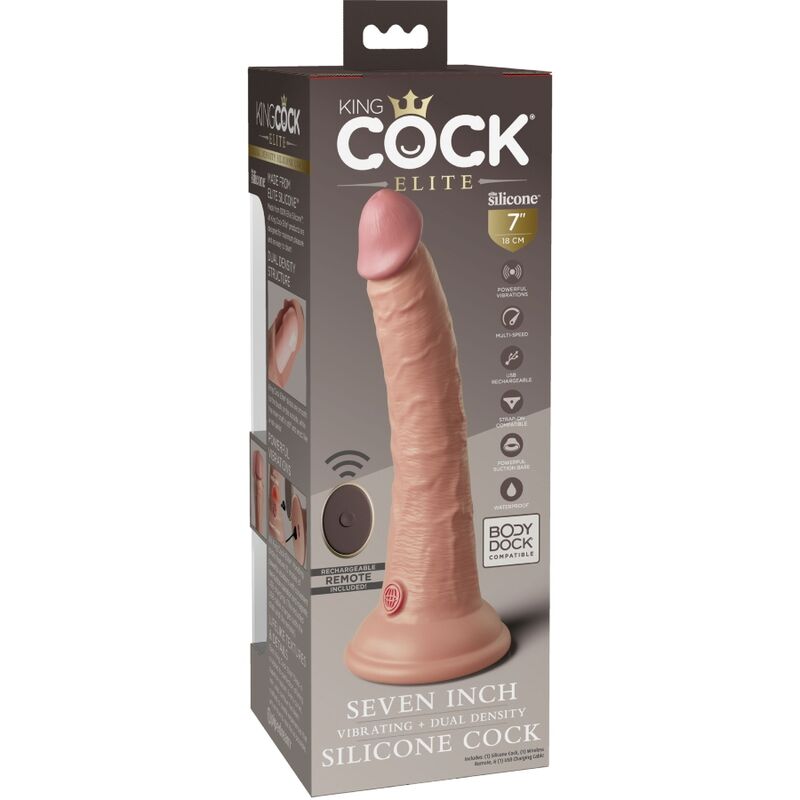 KING COCK - ELITE VIBRATORE DILDO REALISTICO E TELECOMANDO IN SILICONE 17.8 CM