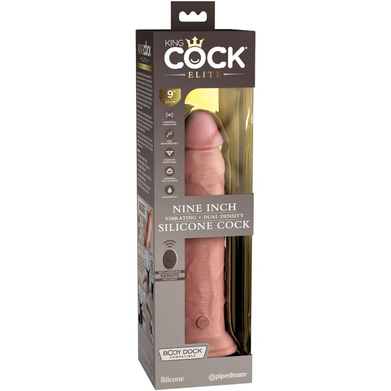 KING COCK - ELITE VIBRATORE DILDO REALISTICO E TELECOMANDO IN SILICONE 23 CM