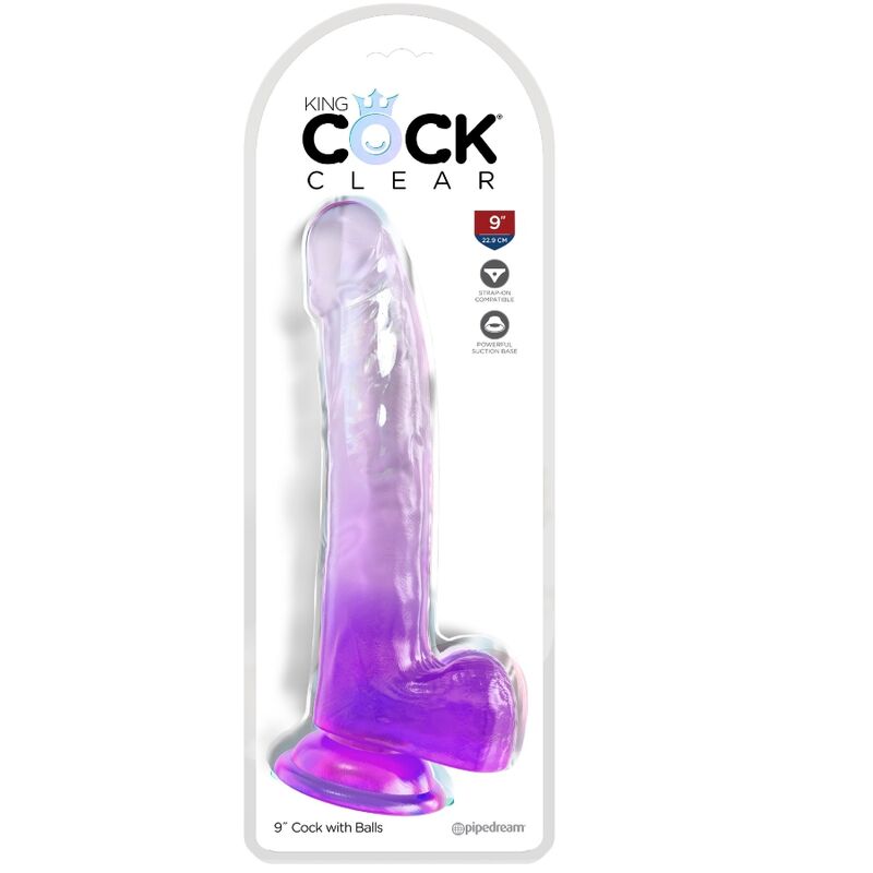 KING COCK - CLEAR DILDO CON TESTICOLI 20.3 CM VIOLA