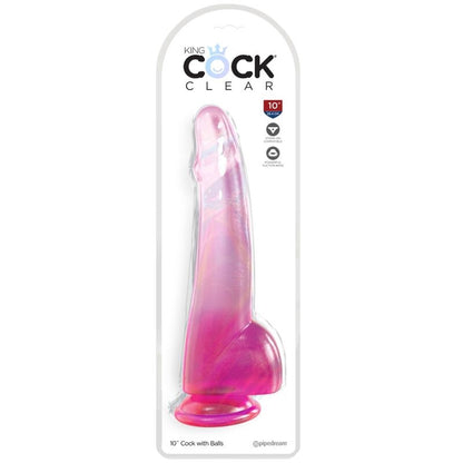 KING COCK - CLEAR DILDO CON TESTICOLI 19 CM ROSA