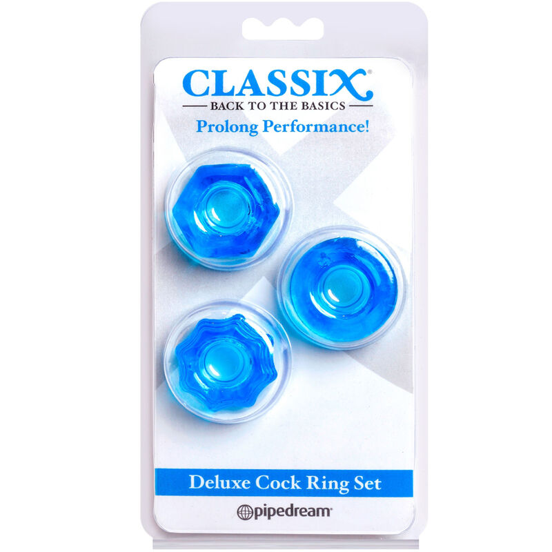 CLASSIX - SET DI 3 ANELLI PER PENE BLU